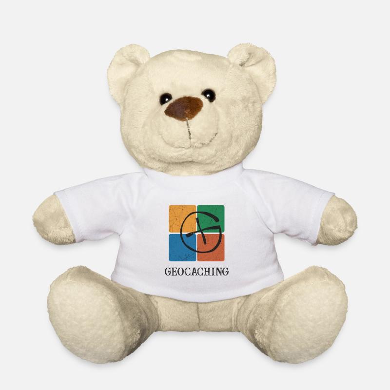 Geocaching Geocacher - Teddy Bear - white