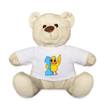1 an - Inscription à l’école - Motif canard - Nounours - blanc - Devant