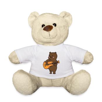 un ours, une guitare et de la musique - Nounours - blanc - Devant