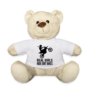 Girls Ride Dirt Bikes Motocross Wheelie Biker-Girl - Teddy - Weiß - Vorne