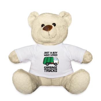 Just a Boy Who Loves Garbage Trucks - Teddy Bear - white - Front