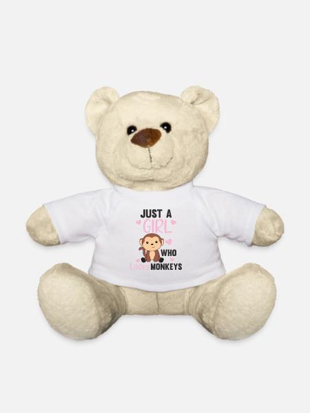 Nur ein Mädchen das Affen liebt- süßer Affe - Teddy - Weiß