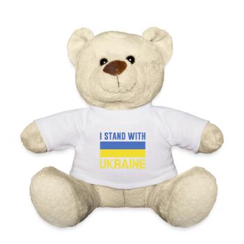 I stand with Ukraine Ukrainische Flagge Frieden - Teddy - Weiß - Vorne