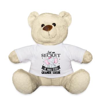 J'ai un secret je vais être grande soeur - Nounours - blanc - Devant