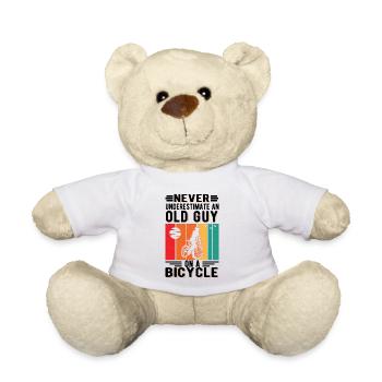 Bicycle Old Man Bike Tour Cyclist - Teddy Bear - white - Front
