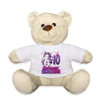 Unicorn 10 Birthday - Teddy Bear - white - Front