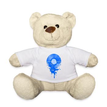 Cool Music Vinyl Record Vintage Retro Blue - Teddy Bear - white - Front