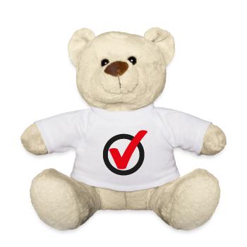 Tick Check mark sign - Teddy Bear - white - Front