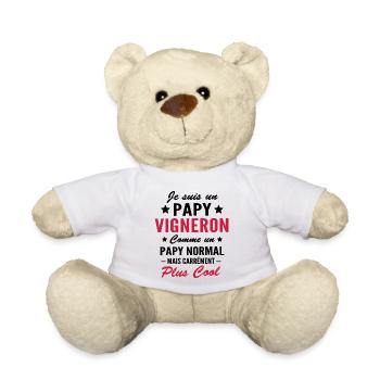 cadeau humour papy vigneron - papy viticulteur - Nounours - blanc - Devant