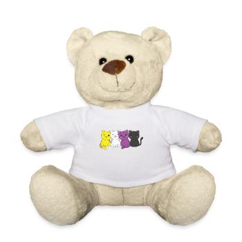 Drapeau non binaire Fierté non binaire LGBTQ chat mignon - Nounours - blanc - Devant