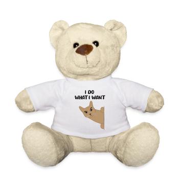 Katze Freches Kätzchen Lustiger Spruch Geschenk - Teddy - Weiß - Vorne