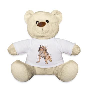 American Staffordshire Terrier avec lunettes de soleil - Nounours - blanc - Devant