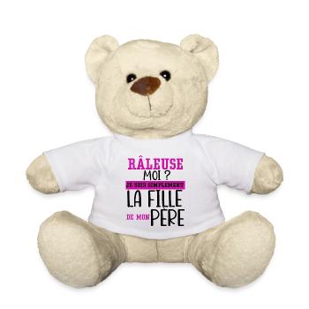 Râleuse je suis la fille de mon père cadeau humour - Nounours - blanc - Devant