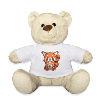 Süßer Kawaii Red Panda Boba Tea Bubble Tea Spaß - Teddy - Weiß - Vorne
