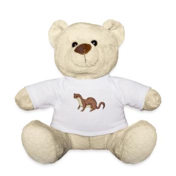 Coloured drawing of a weasel - Teddy Bear - white - Front