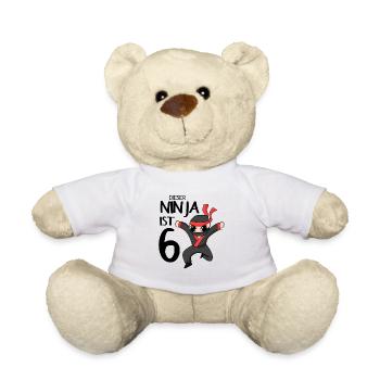 6 Jahre Junge Ninja - 6 Geburtstag - Ich bin 6 - Teddy - Weiß - Vorne