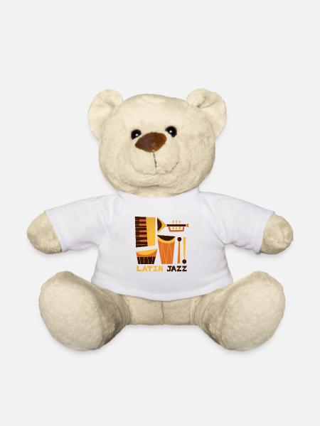 Latin Jazz Music Retro Vintage Musician - Teddy Bear - white