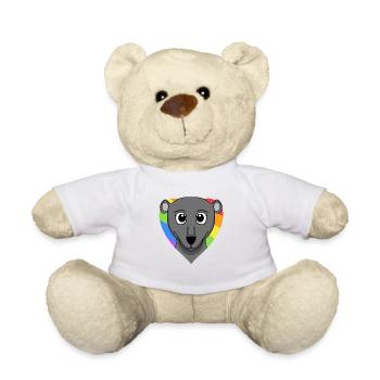 LGBT Animal Black Panther Rainbow Heart - Teddy Bear - white - Front