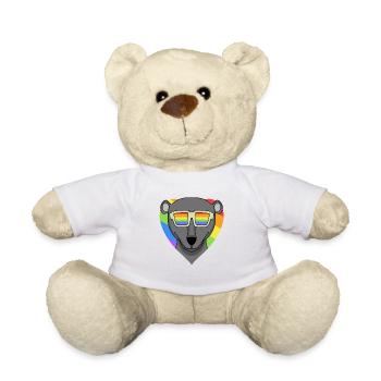 LGBT Animal Black Panther Rainbow Heart - Teddy Bear - white - Front