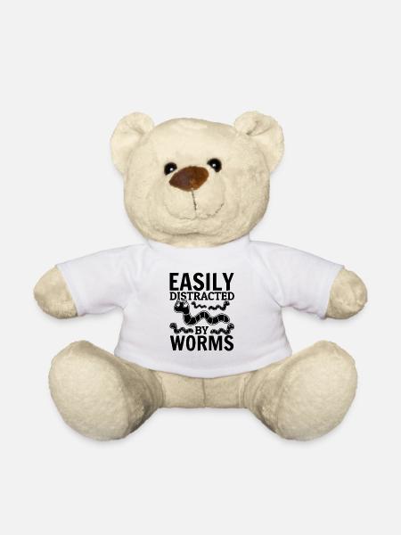 Cute Worm Lover compost worm easily from worms - Teddy Bear - white