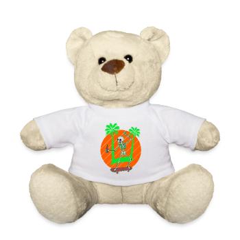 Skateboarding Skeleton Skater Palms and Drink - Teddy Bear - white - Front
