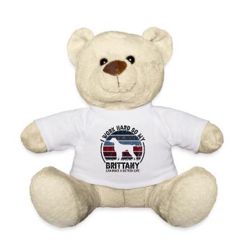 Travailler dur - Retro Brittany - Nounours - blanc - Devant