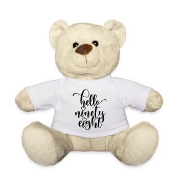 Bonjour Quatre-vingt-dix-huit mignons anniversaire de 98 ans - Nounours - blanc - Devant
