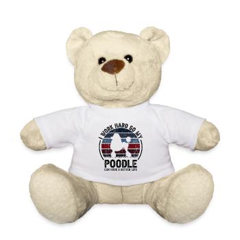 Travaillez dur - Retro Poodle - Nounours - blanc - Devant