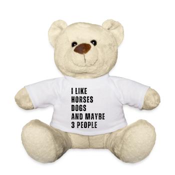 J’AIME LES CHEVAUX, LES CHIENS ET PEUT-ÊTRE 3 PERSONNES - Nounours - blanc - Devant