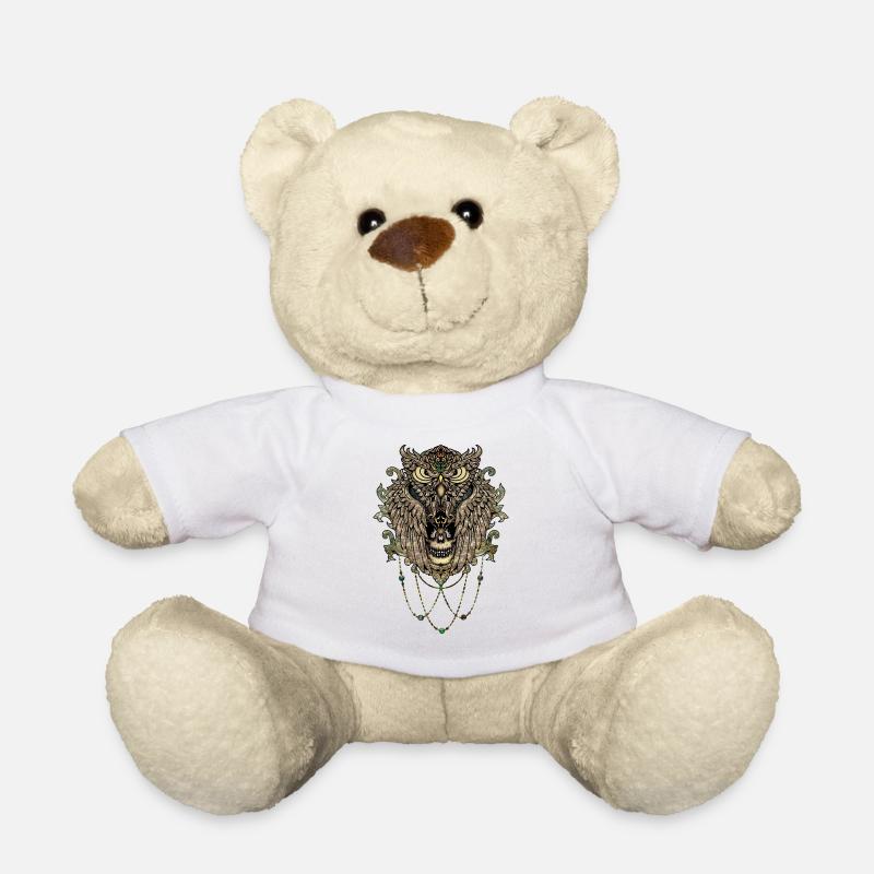 Elegante Eule mit Totenkopf - Teddy - Weiß