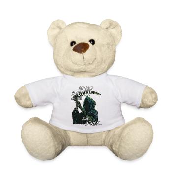schwarzer Humor, witziges Sensenmann, Geschenk - Teddy - Weiß - Vorne