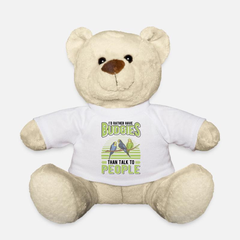Budgerigar Gift Welli Parakeet - Teddy Bear - white