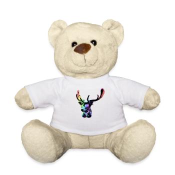 Deer DJ Neon Cool and Funny Music Animal With - Teddy Bear - white - Front
