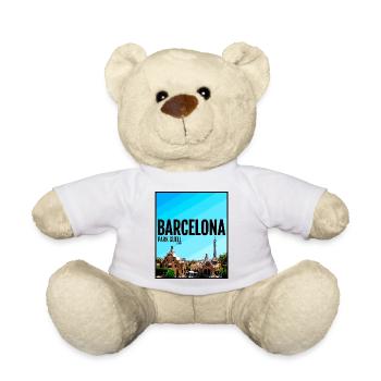 Barcelona City Spain Park Guell Barca - Teddy Bear - white - Front