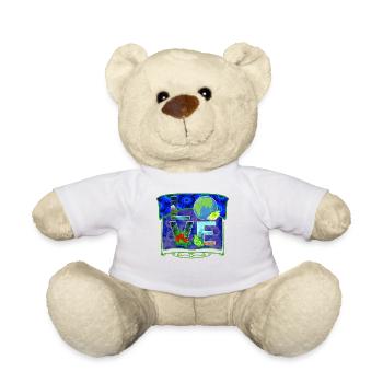 Love World Earth Day Environmental Shirt, Gift - Teddy Bear - white - Front