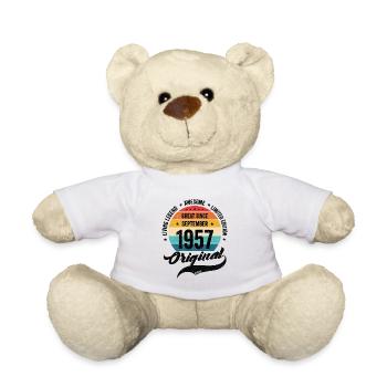 Rétro 65 ans Septembre 1957 anniversaire Vintage - Nounours - blanc - Devant