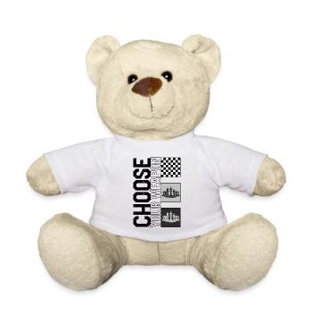 Schach-Liebhaber-Shirt, wählen Sie Ihr Waffen-Brettspiel - Teddy - Weiß - Vorne