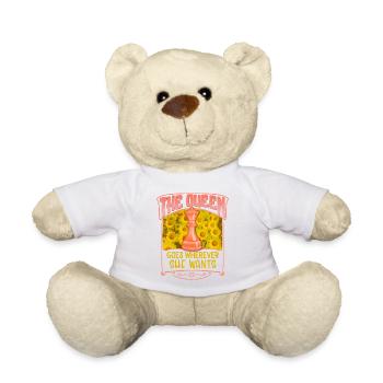 Chess Lover Shirt, Queen Goes Wherever She Wants - Teddy Bear - white - Front