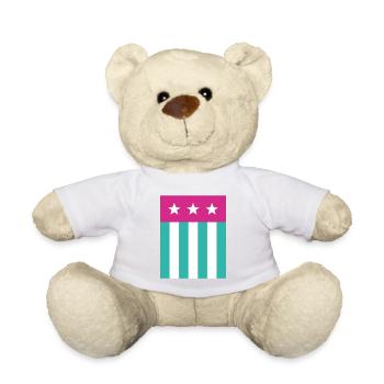 Étoiles et rayures Drapeau Rose Vert - Nounours - blanc - Devant