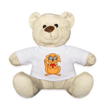 Golden Retriever mit Sonnenbrille und Herz - Teddy - Weiß - Vorne