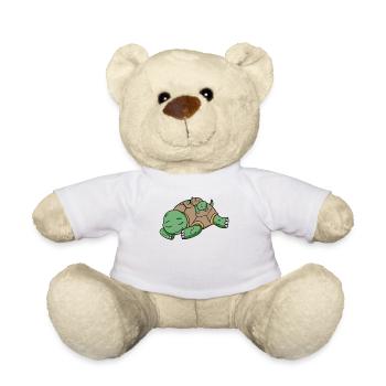 Turtle Papa with Baby Turtle - Teddy Bear - white - Front
