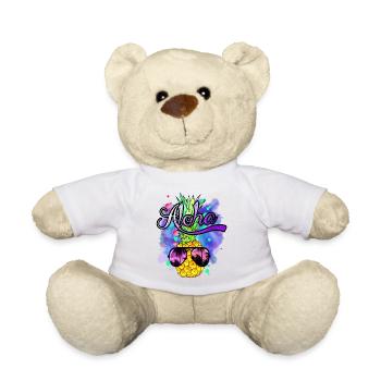 Aloha cool colorful pineapple - Teddy Bear - white - Front