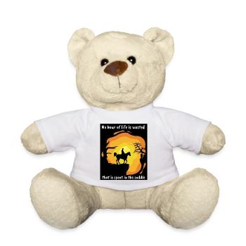 Reitersprüche Reiten Sonnenuntergang Reiter Pferd - Teddy - Weiß - Vorne
