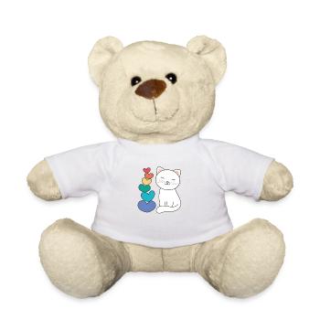 Rainbow Hearts Pride LGBTQ animaux mignons chat - Nounours - blanc - Devant
