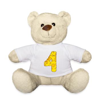 Zahl 4 Ziffer Käse - Teddy - Weiß - Vorne