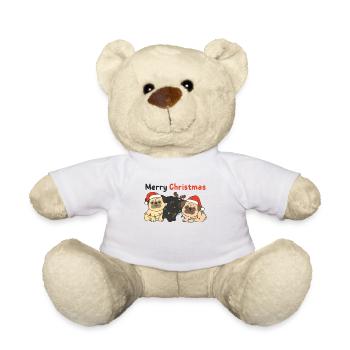 Carlin Noël Animaux mignons Chiens Joyeux Noël - Nounours - blanc - Devant