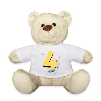 4th birthday (4-year gift) - Teddy Bear - white - Front