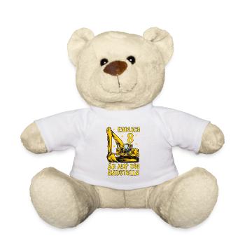 Ab auf die Baustelle - Bagger Geburtstag 8 Jahre - Teddy - Weiß - Vorne