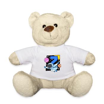 7 birthday boy - 7 years old - I am 7 - Teddy Bear - white - Front