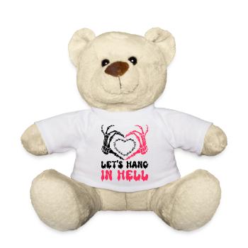 Restons En Enfer Coeur Humour Halloween - Nounours - blanc - Devant